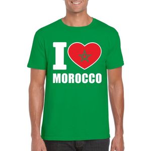 Groen I love Marokko supporter shirt heren - Marokkaans t-shirt heren