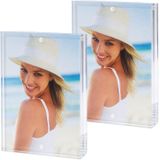 2x stuks acryl fotolijst transparant met magnetisch frame geschikt voor een foto van 20 x 30 cm