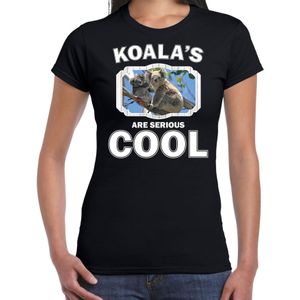 Dieren koalaberen t-shirt zwart dames - koalas are serious cool shirt - cadeau t-shirt koala beer/ koalaberen liefhebber