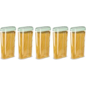 Plasticforte Voedselcontainer strooibus - 5x - mintgroen - 2350 ml - kunststof - voorraadpotten