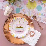 Santex feest wegwerpbordjes - taart - 50x stuks - 23 cm - rose goud