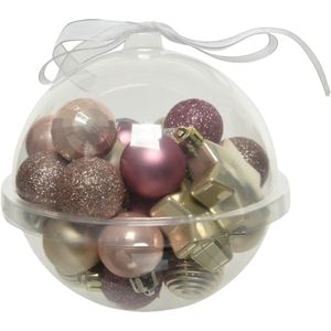 Decoris Kerstballen - 30st - kunststof - roze-champagne - 3 cm