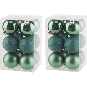 36x stuks kunststof kerstballen donkergroen 6 cm mat/glans/glitter - Onbreekbare plastic kerstballen - Kerstversiering