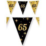 3x stuks leeftijd verjaardag feest vlaggetjes 65 jaar geworden zwart/goud 10 meter
