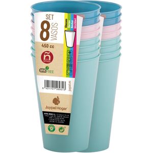 Juypal drinkbekers - 16x - pasteltinten - kunststof - 450 ml - herbruikbaar - BPA-vrij