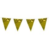 8x stuks vlaggetjes vlaggenlijn metallic goud - 10 meter - slingers