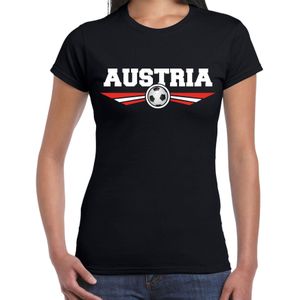 Oostenrijk / Austria landen / voetbal t-shirt met wapen in de kleuren van de Oostenrijkse vlag - zwart - dames - Oostenrijk landen shirt / kleding - EK / WK / voetbal shirt