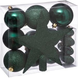 Atmosphera Kerstballen met piek - 17st - kunststof - groen - 6-7-8cm