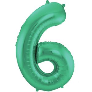 Folat Folie cijfer ballon - 86 cm groen - cijfer 6 - verjaardag leeftijd