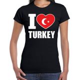 I love Turkey t-shirt zwart voor dames - Turks landen shirt -  Turkije supporter kleding
