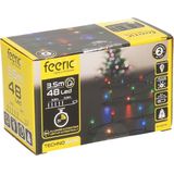 Feeric lights Feestverlichting - gekleurd - 3,5 m- 48 led lampjes - zwart snoer - batterij