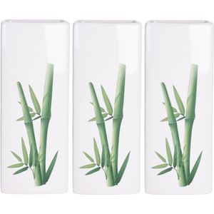 3x Witte radiator waterverdampers/luchtbevochtigers botanische planten print bamboe blad 21 cm - Waterverdampers voor de verwarming