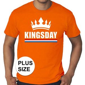 Oranje Kingsday / Koningsdag met kroon grote maten shirt heren - Oranje kleding