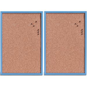 Zeller prikbord incl. punaises - 2x - 40 x 60 cm - blauw - kurk