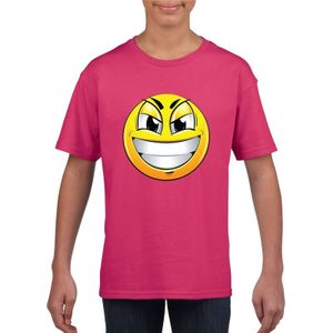 emoticon/ emoticon t-shirt ondeugend roze kinderen