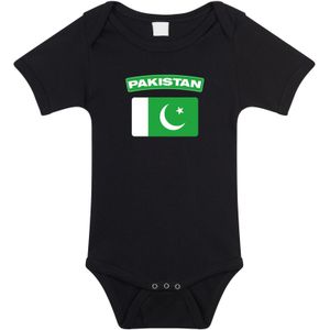 Pakistan baby rompertje met vlag zwart jongens en meisjes - Kraamcadeau - Babykleding - Pakistan landen romper