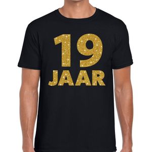 19 jaar goud glitter verjaardag t-shirt zwart heren - verjaardag shirts