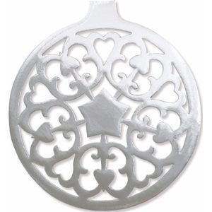 4x Kerstbal hangdecoratie zilver 32 cm van karton - Kerstversiering - Kerstdecoratie