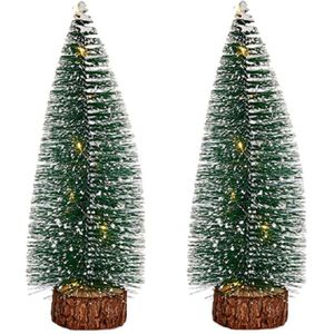 Krist+ Kleine decoraties kerstboompjes 2x stuks - 30 cm - met licht