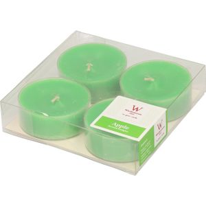 16x Maxi geurtheelichten appel/groen 8 branduren - Geurkaarsen appelgeur - Grote waxinelichtjes