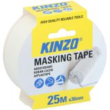 Kinzo Afplaktape/schilderstape - 5x - wit - 36mm x 25m - voor binnen/buiten