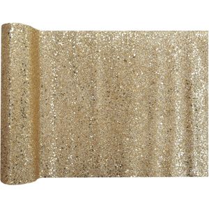 Santex Kerstdiner glitter tafelloper op rol - goud - 28 x 300 cm - polyester