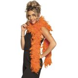 Boland Carnaval verkleed boa met veren - 2x - oranje - 180 cm - 80 gram - Glitter and Glamour