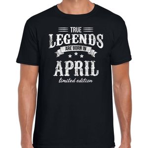 Legends are born in April t-shirt voor heren - zwart - verjaardag in April - cadeau shirt 30, 40, 50, 60 jaar