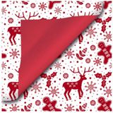 3x Rollen Kerst kadopapier print wit/rood  2,5 x 0,7 meter op rol 70 grams - Luxe papier kwaliteit cadeaupapier/inpakpapier - Kerstmis