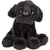 Pluche knuffel dieren zwarte Mopshond hond 13 cm - Speelgoed knuffelbeesten - Honden soorten
