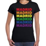 Regenboog Madrid gay pride / parade zwart t-shirt voor dames - LHBT evenement shirts kleding / outfit