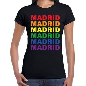 Regenboog Madrid gay pride / parade zwart t-shirt voor dames - LHBT evenement shirts kleding / outfit