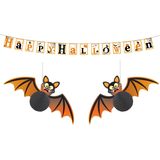 Guirca - Happy Halloween versiering slinger met 2x Vleermuizen 30 cm