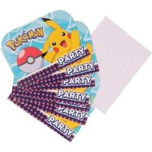 Pokemon themafeest kinderfeest uitnodigingen 8x stuks inclusief enveloppen - Thema feest uitnodigingen