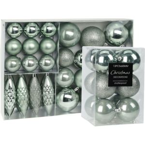 Kerstballen en ornamenten - 43x st - mintgroen - kunststof - kerstversiering
