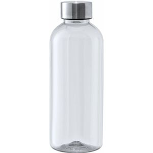 Kunststof waterfles/drinkfles/sportfles - transparant - met RVS dop - 600 ml