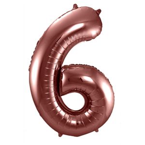 Folat Folie cijfer ballon - 86 cm brons - cijfer 6 - verjaardag leeftijd