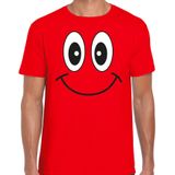 Bellatio Decorations Verkleed T-shirt voor heren - smiley - rood - carnaval - feestkleding