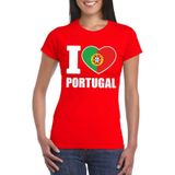 Rood I love Portugal supporter shirt dames - Portugees t-shirt dames
