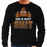 Funny emoticon sweater This is heavy shit zwart voor heren - Fun / cadeau trui