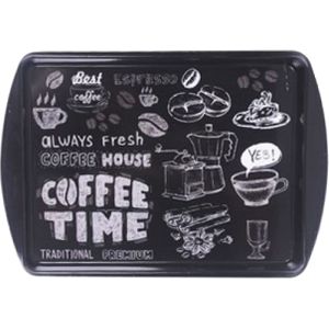 Concorde Dienblad/serveer tray Coffee Time - Melamine - zwart - 38 x 24 cm - rechthoekig