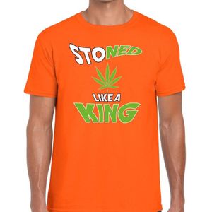Oranje Stoned like a king shirt / t-shirt oranje heren -  Koningsdag kleding
