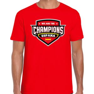 We are the champions Espana t-shirt met schild embleem in de kleuren van de Spaanse vlag - rood - heren - Spanje supporter / Spaans elftal fan shirt / EK / WK / kleding