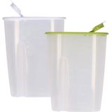 Voedselcontainer strooibus - groen en wit - 2,2 liter - kunststof - 20 x 9.5 x 23.5 cm