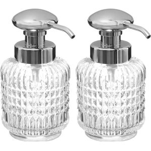 5Five Zeeppompje/dispenser Diamond Lotion - 2x - transparant - 8 x 16 cm - 270 ml - glas