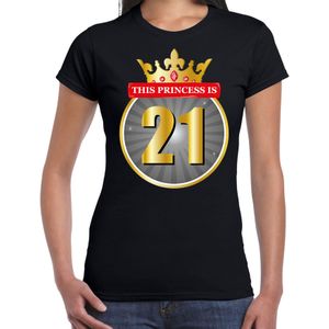 This Princess is 21 verjaardag t-shirt - zwart - dames - 21 jaar kado shirt