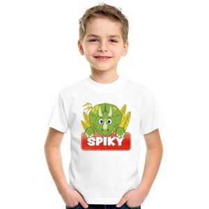 Spiky de dinosaurus t-shirt wit voor kinderen - unisex - dino shirt - kinderkleding / kleding