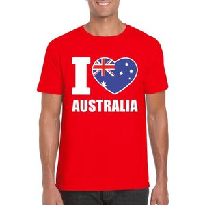Rood I love Australie supporter shirt heren - Australisch t-shirt heren