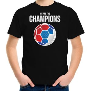 USA WK supporter t-shirt - we are the champions met USA voetbal - zwart - kinderen - kleding / shirt