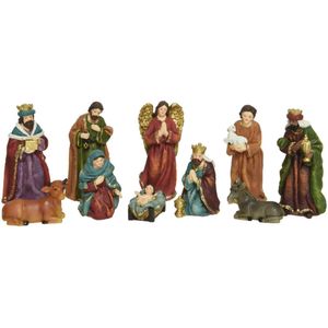 Decoris kerststal beelden/kerstbeelden - 10x st -tot 13 cm -polyresin